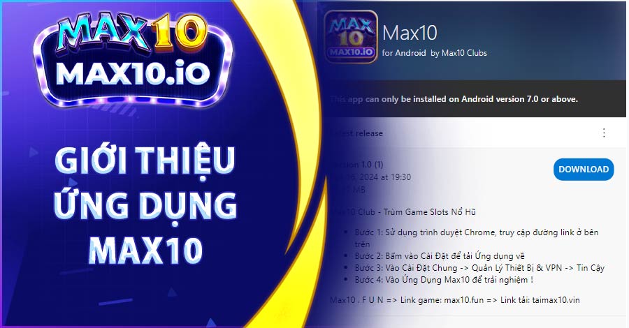 Giới thiệu ứng dung cổng game siêu nổ hũ Max10